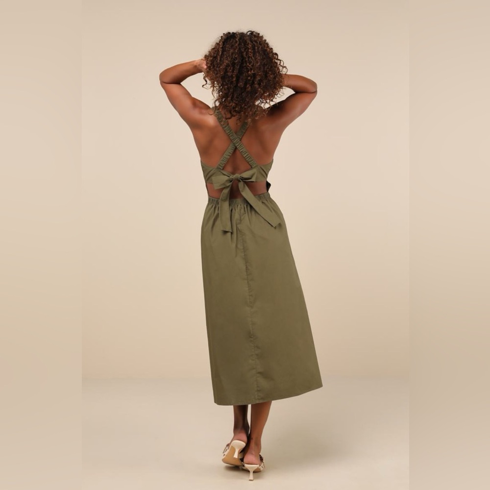 Lulu's Olive Green Midi Dress